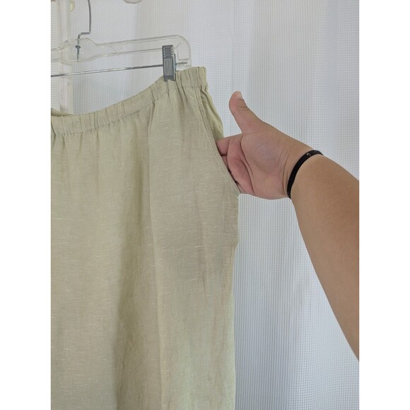 FLAX 2G 2X Light Green 100% Linen Pants Lagenlook 24" Crop Capri Floods (M12) - Picture 4 of 7